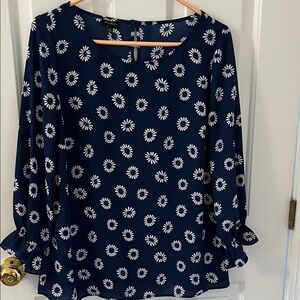 Talbots Navy Blue Floral Women's Top. Size M
